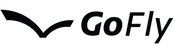 GoFly logo with a stylized wing on a white background
