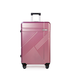 Rose gold suitcase with a geometric design on a white background
