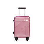 Pink suitcase with a white background