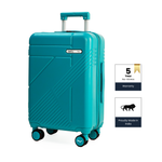 Teal Blue suitcase with brand logo on a white background