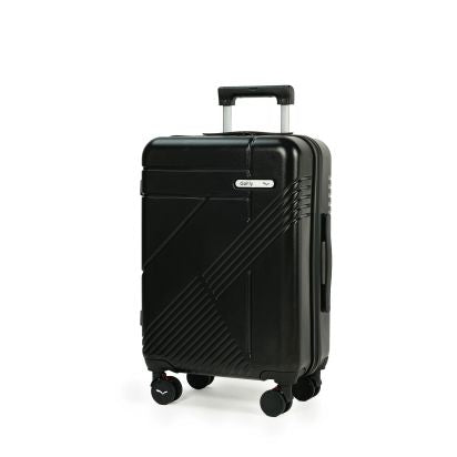 Black suitcase with a handle on a white background